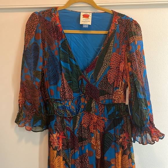 Farm Rio Puff Sleeve Maxi Dress Size M NWT - Picture 8 of 16